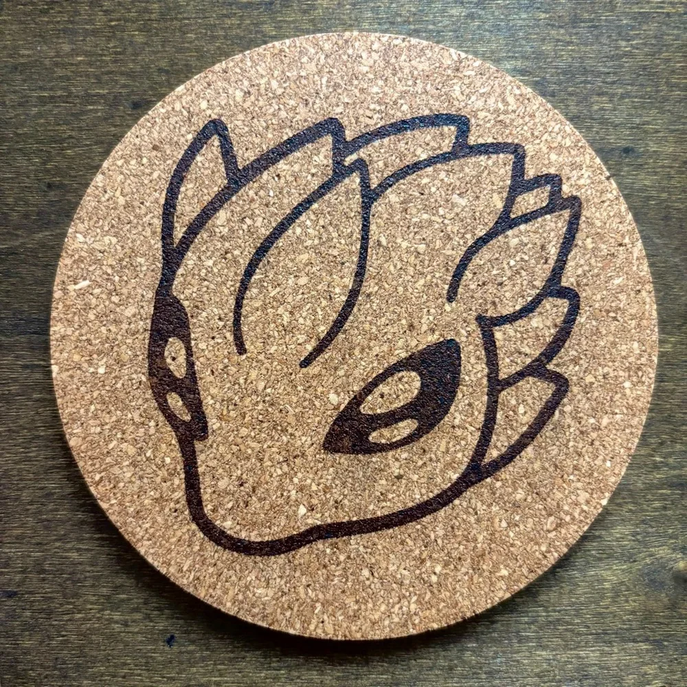 Pokemon Sandslash Face Laser Engraved Cork Coaster